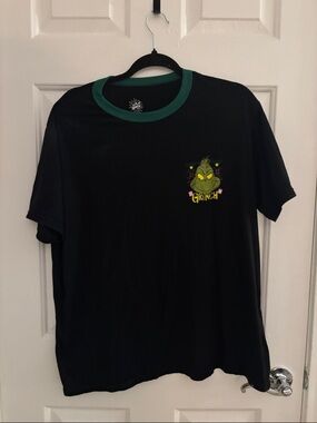 The Grinch Black Short Sleeve Ringer Tee with Green Trim